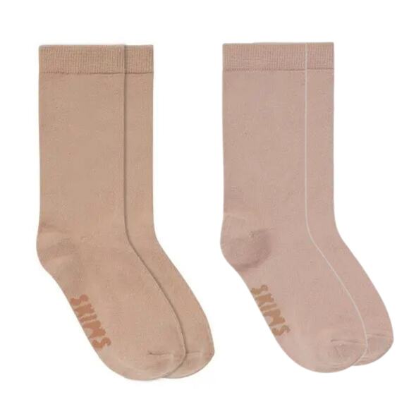 NIB 2 Pairs Skims Socks 🧦 - Everyday Crew (Mica) & Mid-Calf (Clay) Size Small - Picture 1 of 4